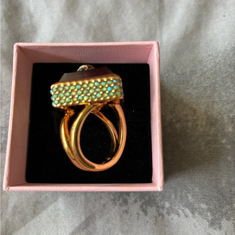 Kurt Geiger Pink and Gold Ring, size small 5-5.5 - Picture 2 of 13